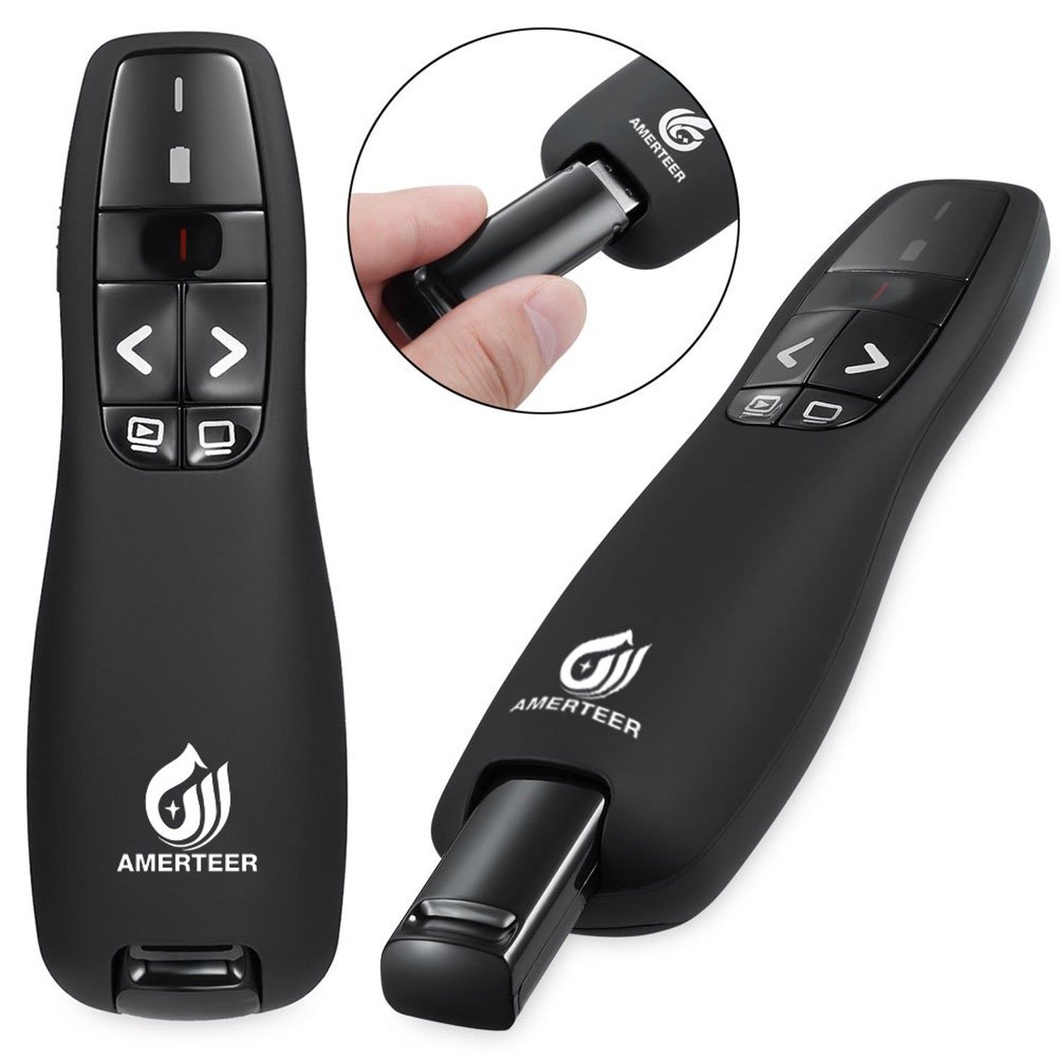 AMERTEER RF 2.4GHz Wireless USB PowerPoint PPT Presenter Presentation Remote Control Laser Pointer Clicker Flip Pen