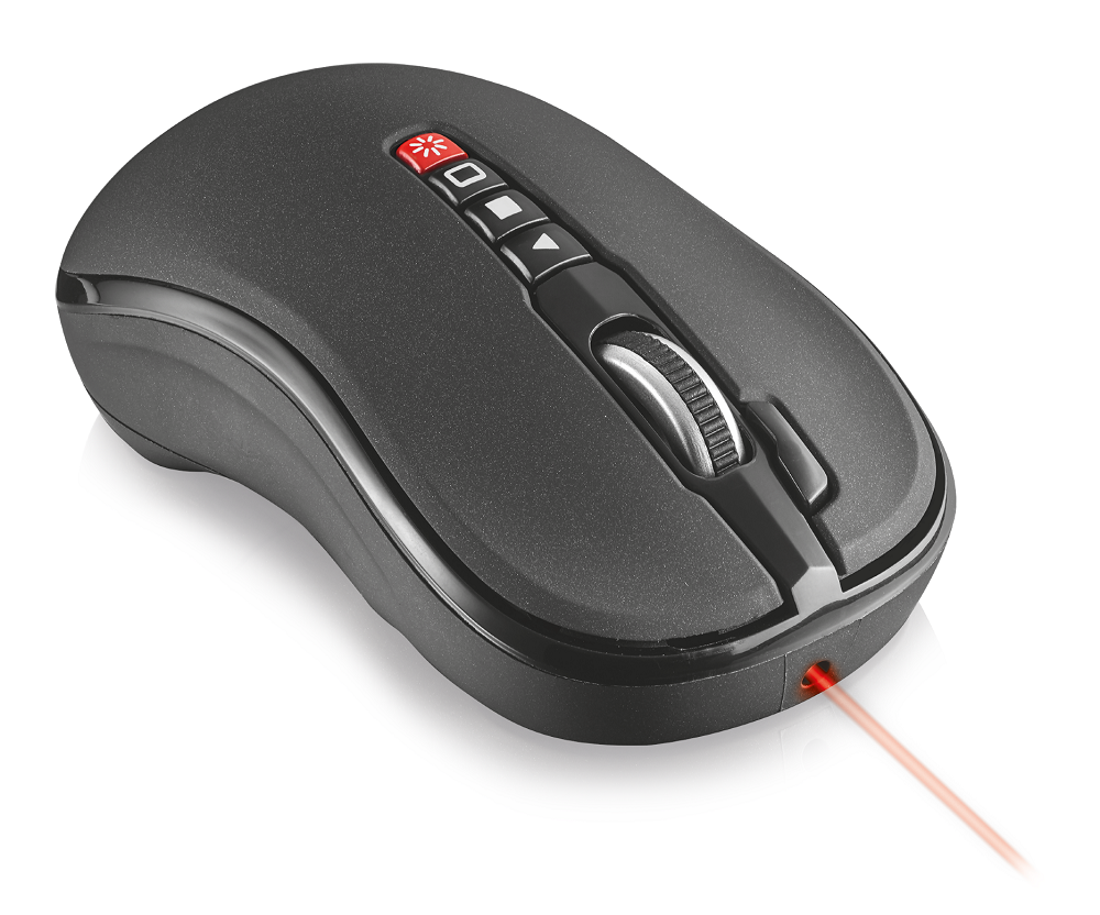 Trust - Mouse inalámbrico con apuntador láser - Negro