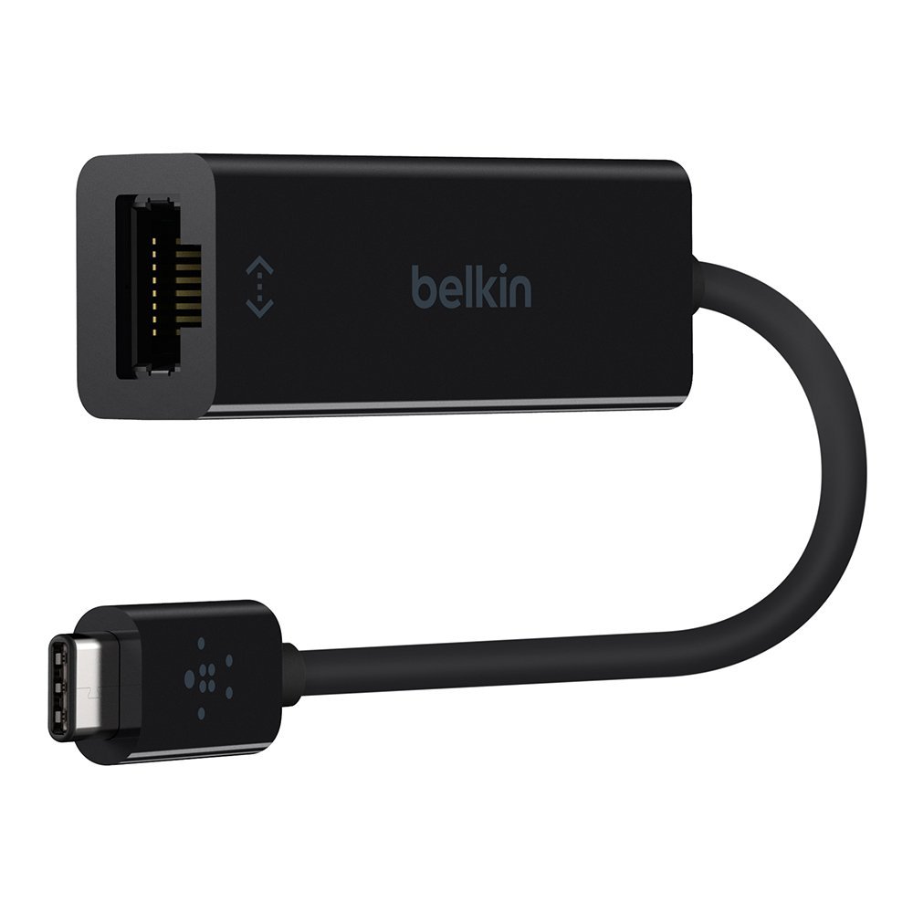 Belkin Certificado USB-IF USB Tipo C (USB-C) a Gigabit Ethernet Adaptador, Compatible con dispositivos USB-C que incluyen New MacBook, MacBook Pro (2016), XPS y ChromeBook Pixel (F2CU040btBLK