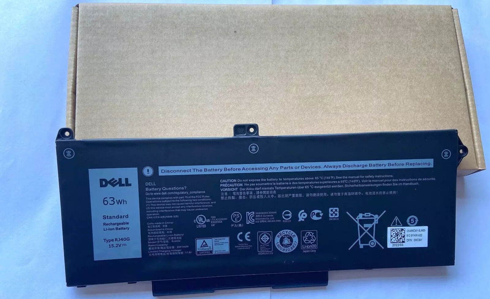 BATERÍA DELL RJ40G M033W PARA LATITUDE 14 5420 LATITUDE 15 5520 PRECISION 15 3560