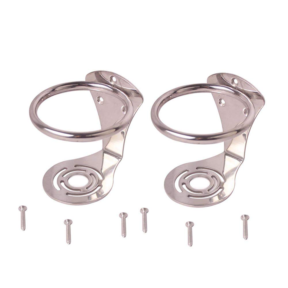 2Pcs Boat Ring Cup Holder Stainless Steel Ringlike Drink Holder for Marine Yacht
