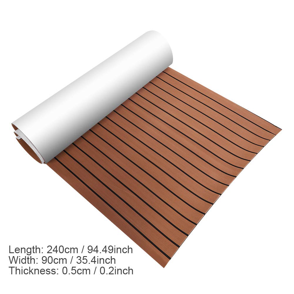 Yosooo EVA Teak Decking Sheet Boat Flooring Non-Slip Marine Flooring Mat Carpet Floor Pad Boat Decking Sheet Fit for Yacht/RV Flooring Sheets 94X35.4X0.24In