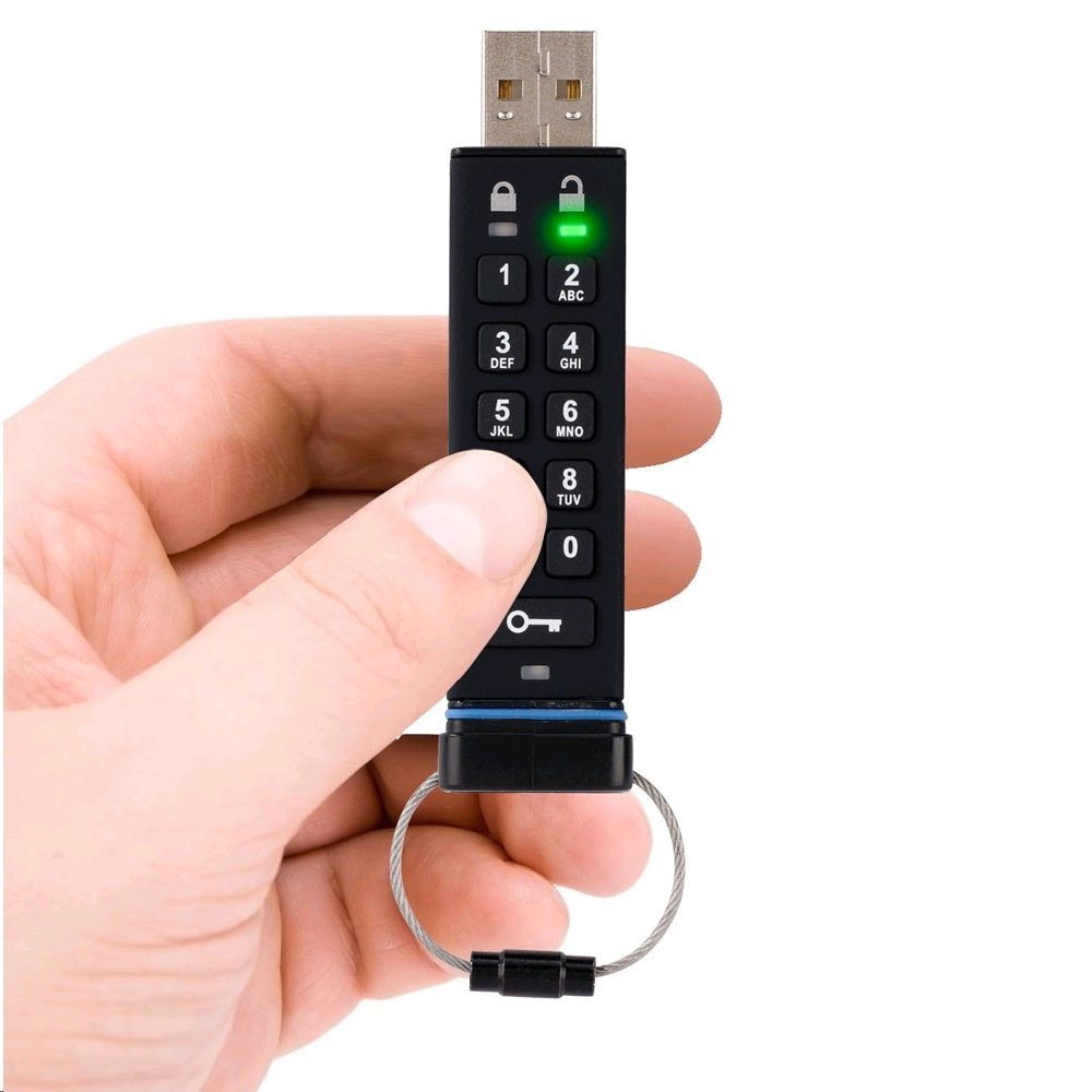 Apricorn Aegis Secure Key FIPS Validated 16 GB USB 2.0 256-bit AES-CBC Encrypted Flash Drive ASK-256-16GB (Black)