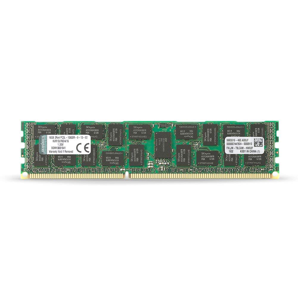 Kingston Technology ValueRAM 16GB 1333MHz DDR3L ECC Reg CL9 DIMM DR x4 1.35V with TS Server Hynix A Desktop Memory KVR13LR9D4/16HA