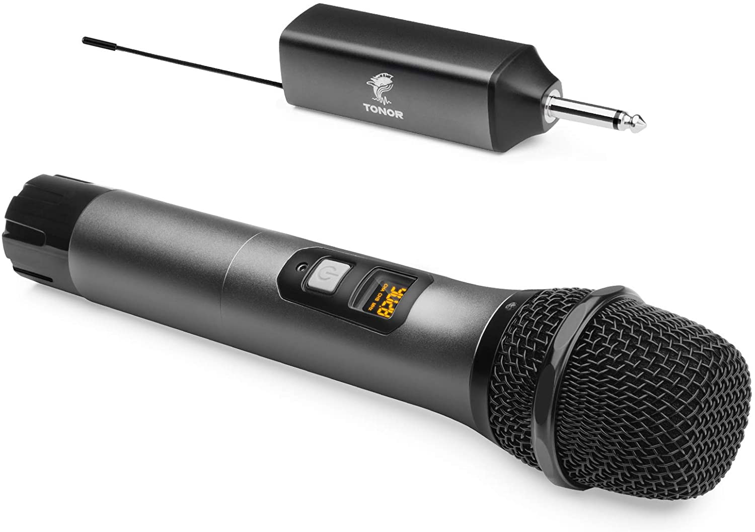 TONOR UHF - Microfono inalambrico de metal con receptor recargable para karaoke - canto - fiesta - boda - DJ - discurso - 200 pies TW-620.