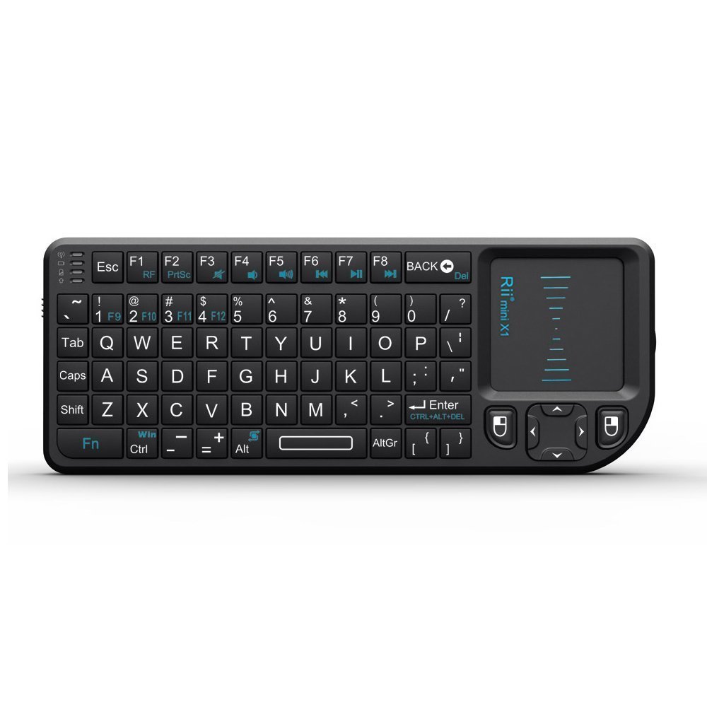 Teclado Con Mouse TouchPad  Rii Mini X1 Wireless 2.4GHz Color Negro.