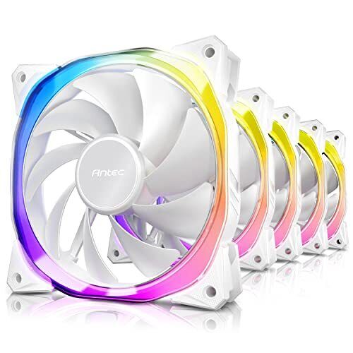 Ventiladores RGB, ventiladores de PC, ventiladores RGB direccionables de 5V-3PIN, 120 mm 5 paquetes blancos 5 paquetes