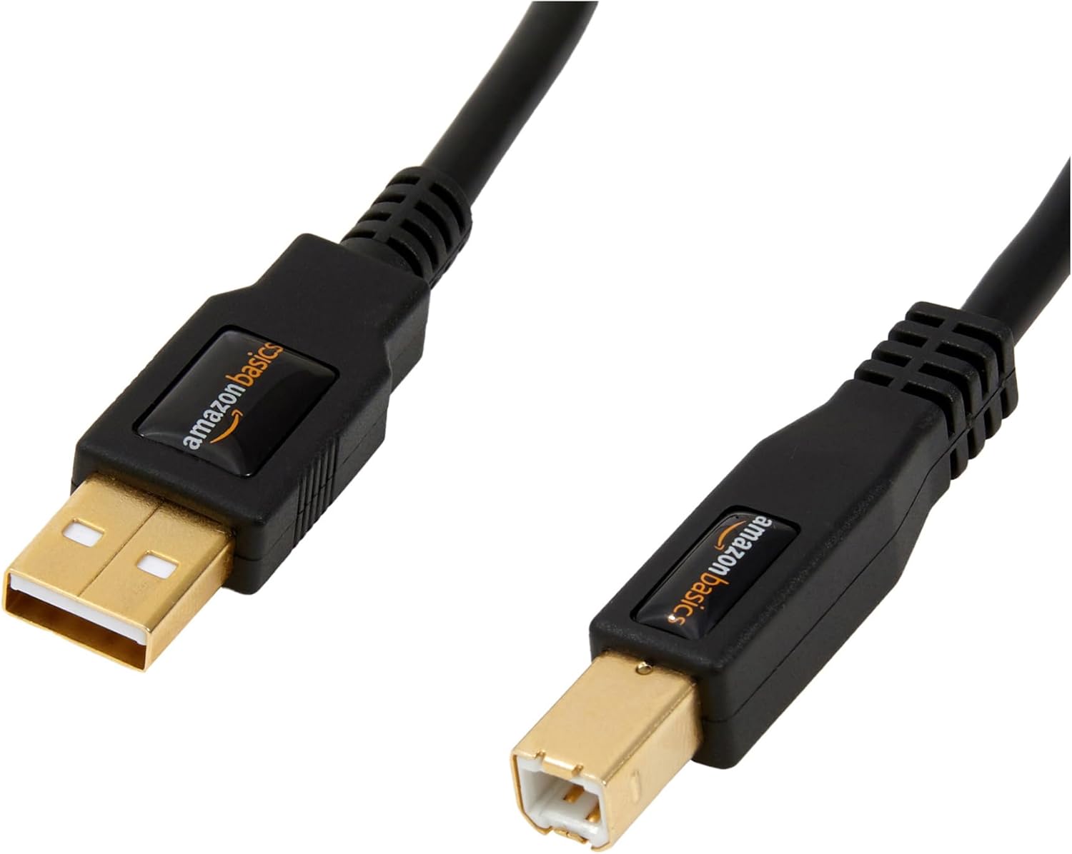AMAZON BASICS - CABLE USB-A A USB-B 2.0 CON VELOCIDAD DE TRANSFERENCIA DE 480 MBPS PARA IMPRESORA O DISCO DURO EXTERNO, CONECTORES CHAPADOS EN ORO, 1.8 M, NEGRO