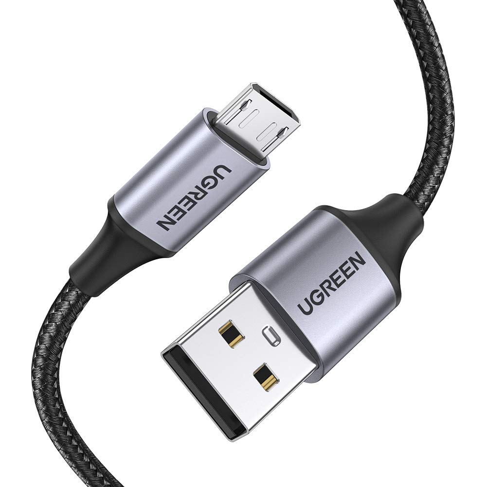UGREEN Cable USB Micro Nylon Trenzado Rápido Cargador para Samsung Galaxy S7 S6 Edge S5 Nota 5 4 3, Xiaomi, Huawei, HTC, Oneplus, LG, Nokia, PS4, Tablets, E lectores y Mas, 0.5M