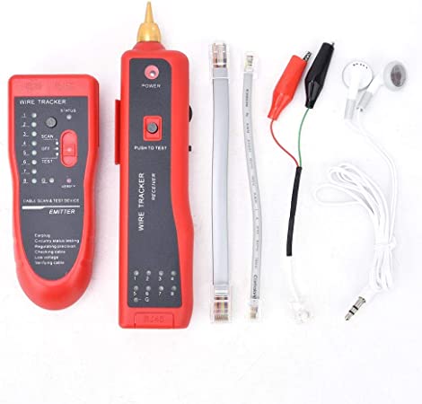 Detector de Cable de Red Multifuncion RJ11 RJ45 Probador de Cable Linea Telefonica Cable de Red Localizador de Cables Buscador de LíNeas para Detección de Cortocircuito/Circuito Abierto