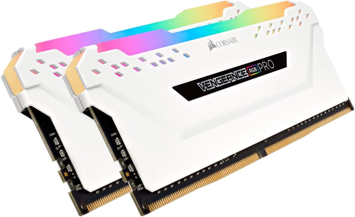 Corsair Vengeance RGB Pro DDR4 32GB (2x16GB) 3200MHz C16 Memoria per Desktop (Iluminación RGB Dinámica Multizona, Ancho de Banda Máximo y Tiempo de Respuesta, Compatible con XMP 2.0) Blanco