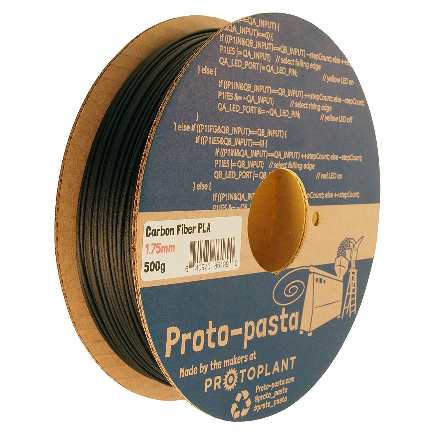 proto-pasta CFP11705 Bobina de la fibra de carbono original, PLA 1.75mm, 500g, negro