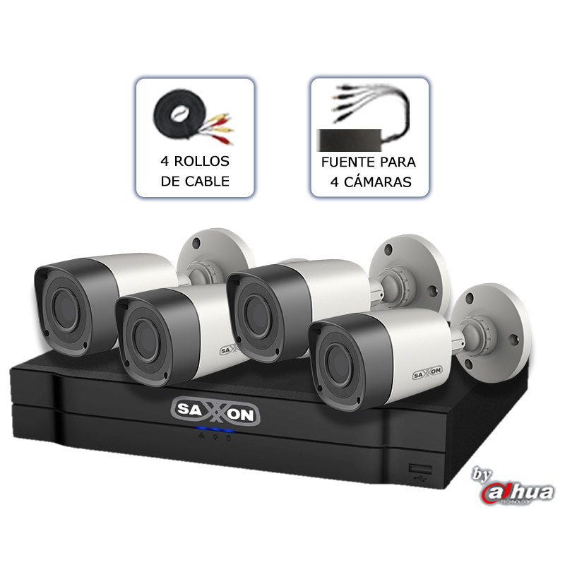 DAHUA HCVR5104HS2KIT - KIT DE 4 CANALES HDCVI 1080P / HDMI / 4 CAMARAS BULLET 1080P / IR 20MTS / IP66 / P2P/