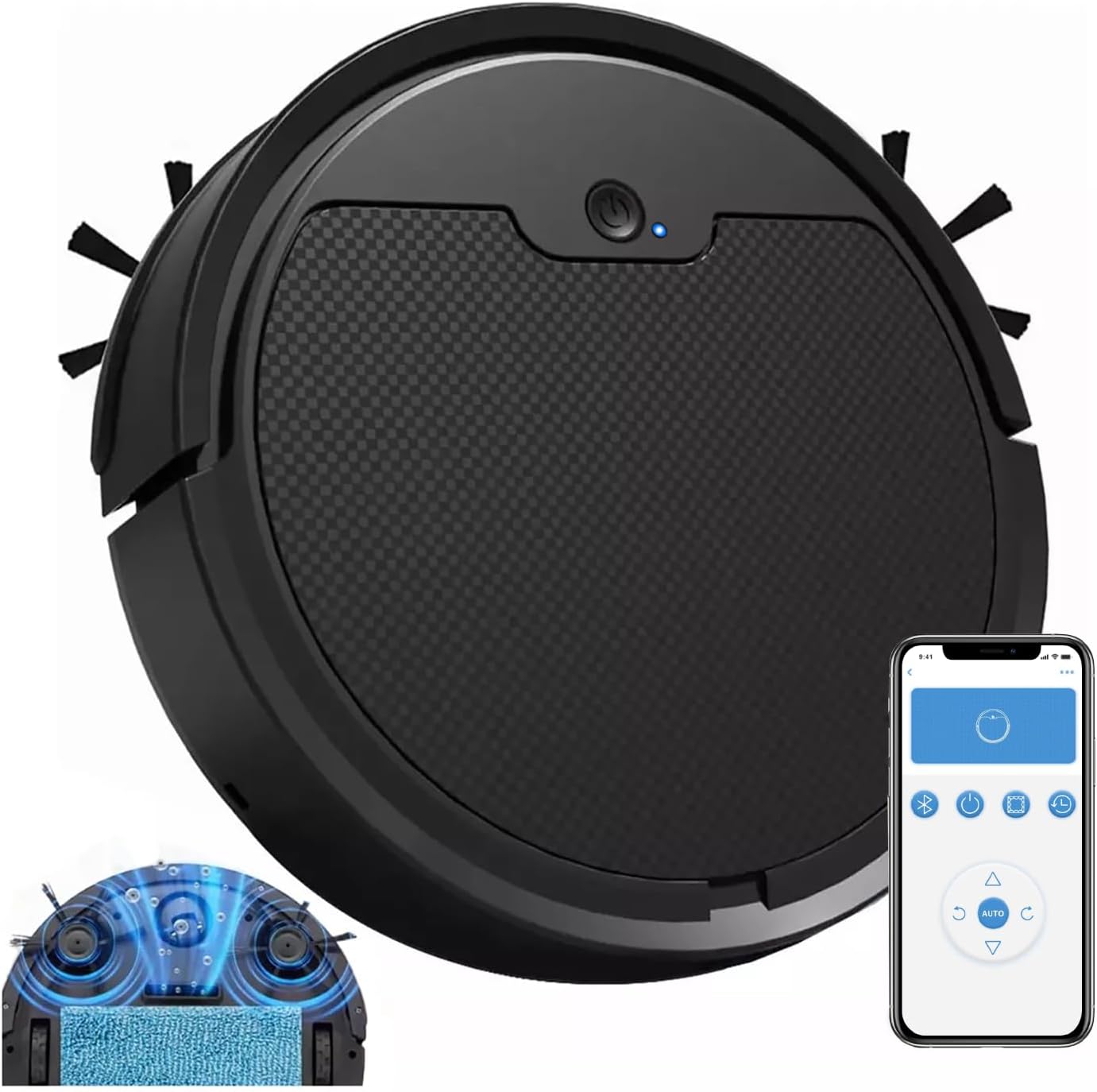ASPIRADORA ROBOTICA, ROBOT ASPIRADORA Y FREGONA CON SUCCION FUERTE, ASPIRADORA ROBOT CON CEPILLO PARA POLVO, BARREDORA ROBOT ADECUADO PARA LIMPIAR CABELLO, PELO DE MASCOTAS PISO DURO (CONTROL DE APP )