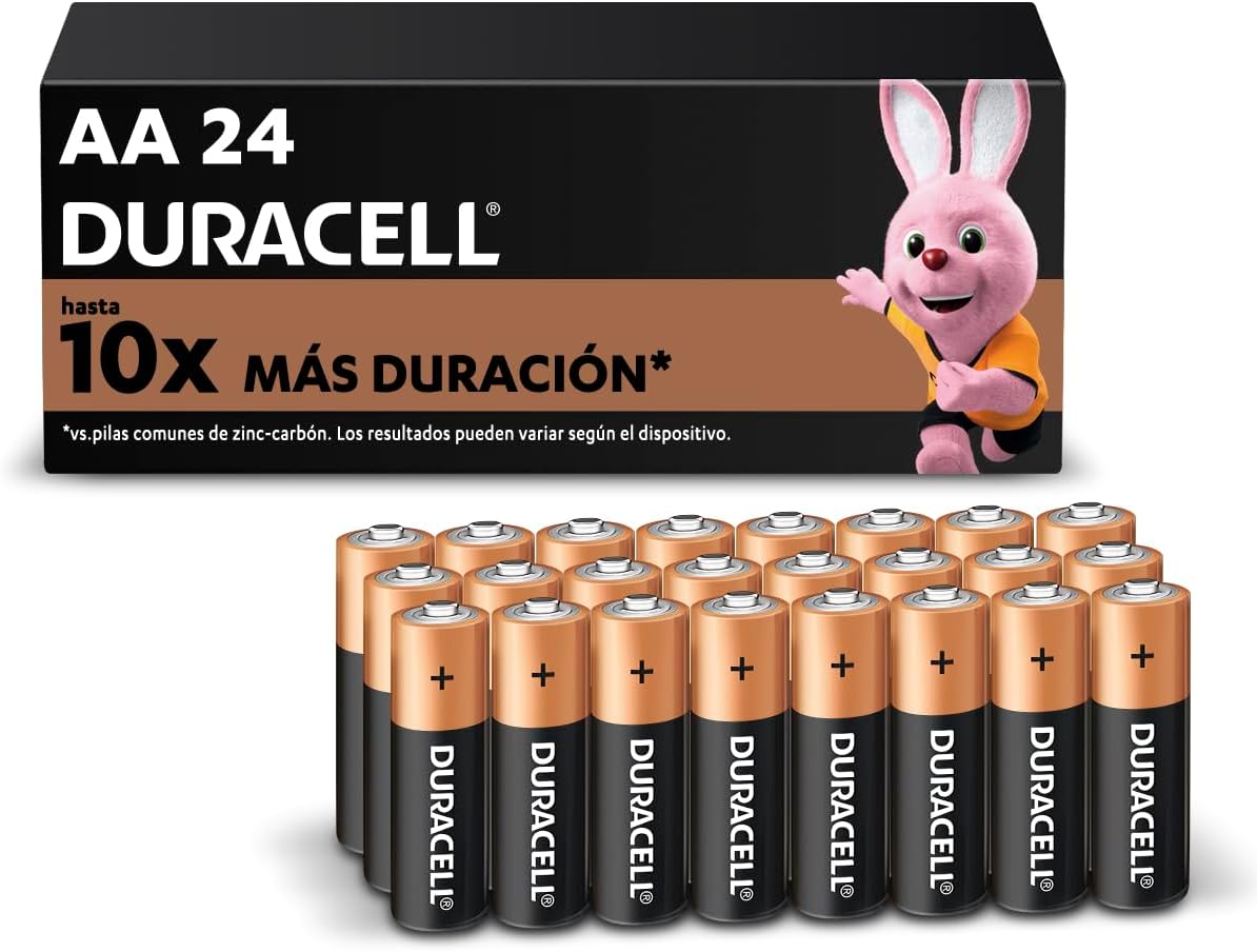 DURACELL - PILAS AA ALCALINAS, BATERÍAS AA DE LARGA DURACIÓN 1.5V, PAQUETE CON 24 PILAS