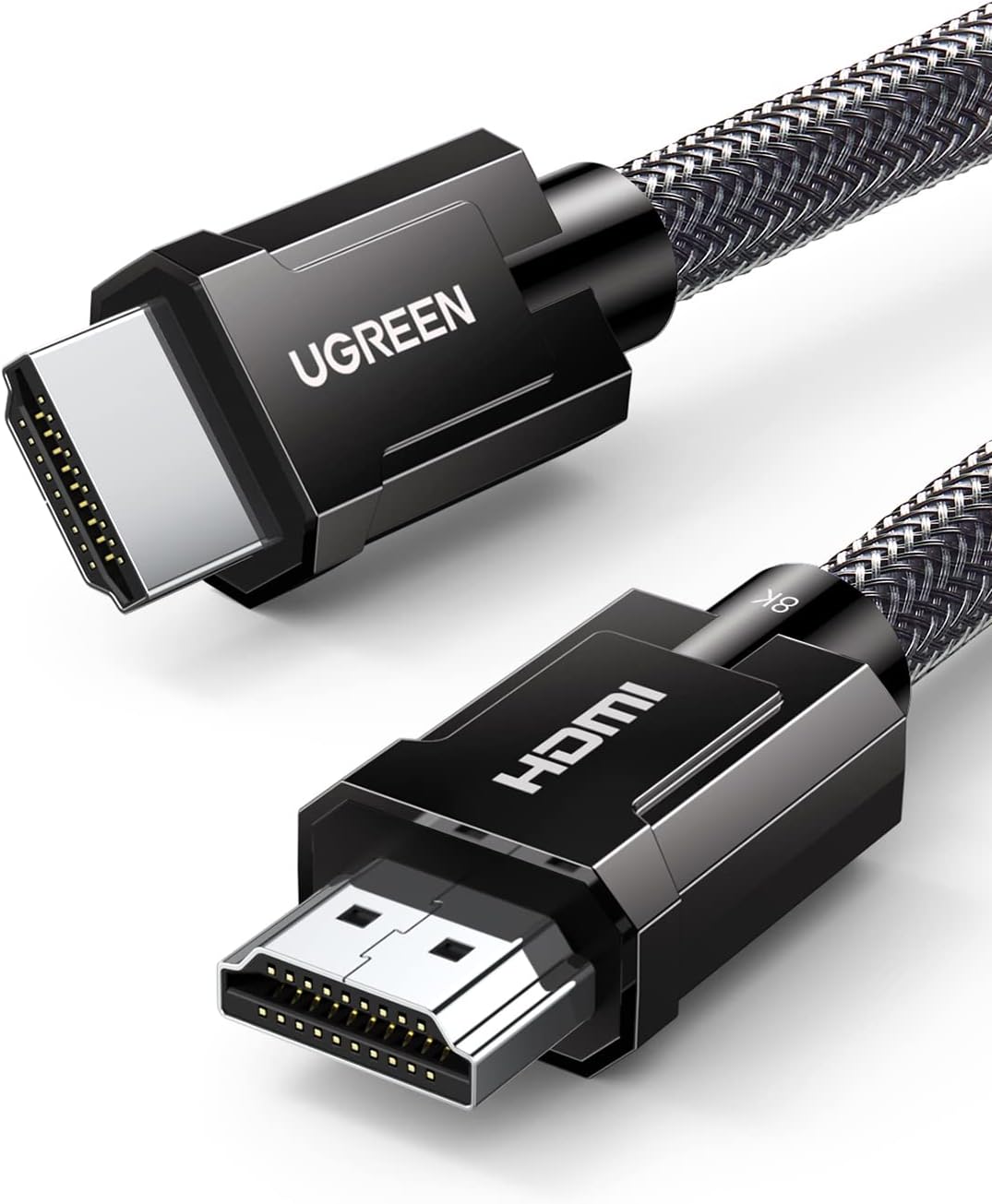 UGREEN 8K Cable HDMI 2.1 Certificado Trenzado de Nylon, Soporte 8K 60Hz Ultra HD, HDR dinámico, Alta Velocidad 48Gbps, Dolby Vision, eARC, Compatible para PS5, Xbox One, Switch, Roku, PS4(2M)