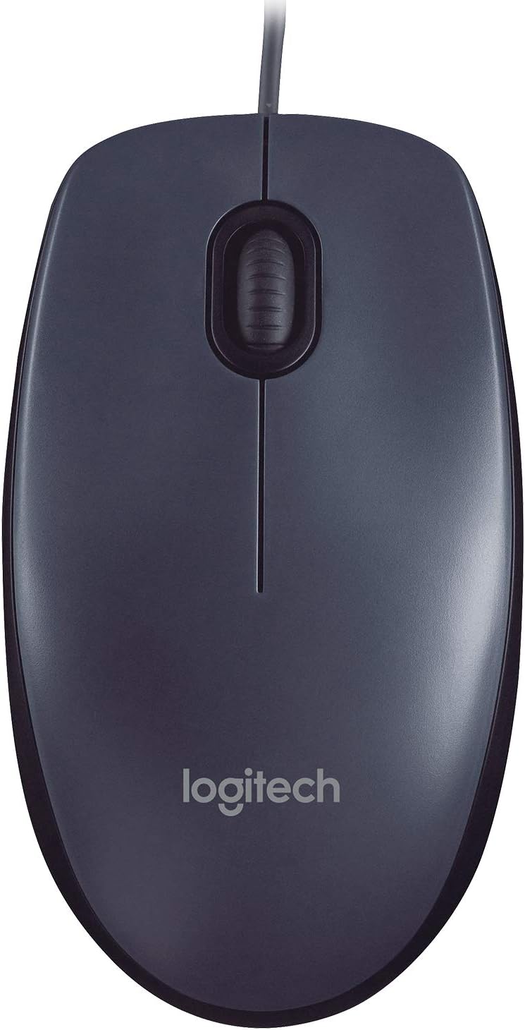 Logitech M90 Mouse con Cable USB, 3 Botones, Seguimiento Óptico, 1000 DPI, Ambidiestro, Compatible con PC, Mac, Laptop - Negro