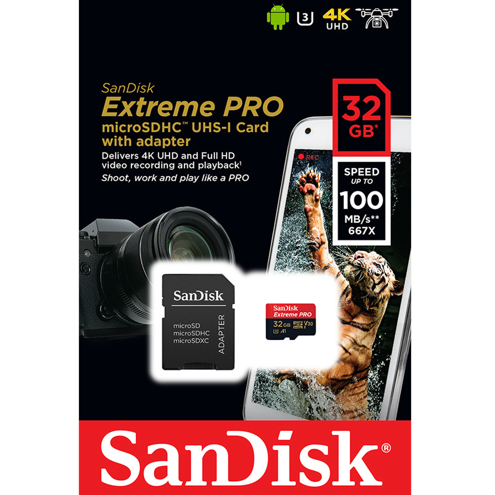 SanDisk 32GB Micro SD SDHC MicroSD TF Clase 10 32G 32 GB Extreme PRO 100MB / s