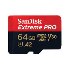 Tarjeta de memoria SanDisk Extreme Pro 64GB microSDXC UHS-I U3 A2 V30 con adaptador