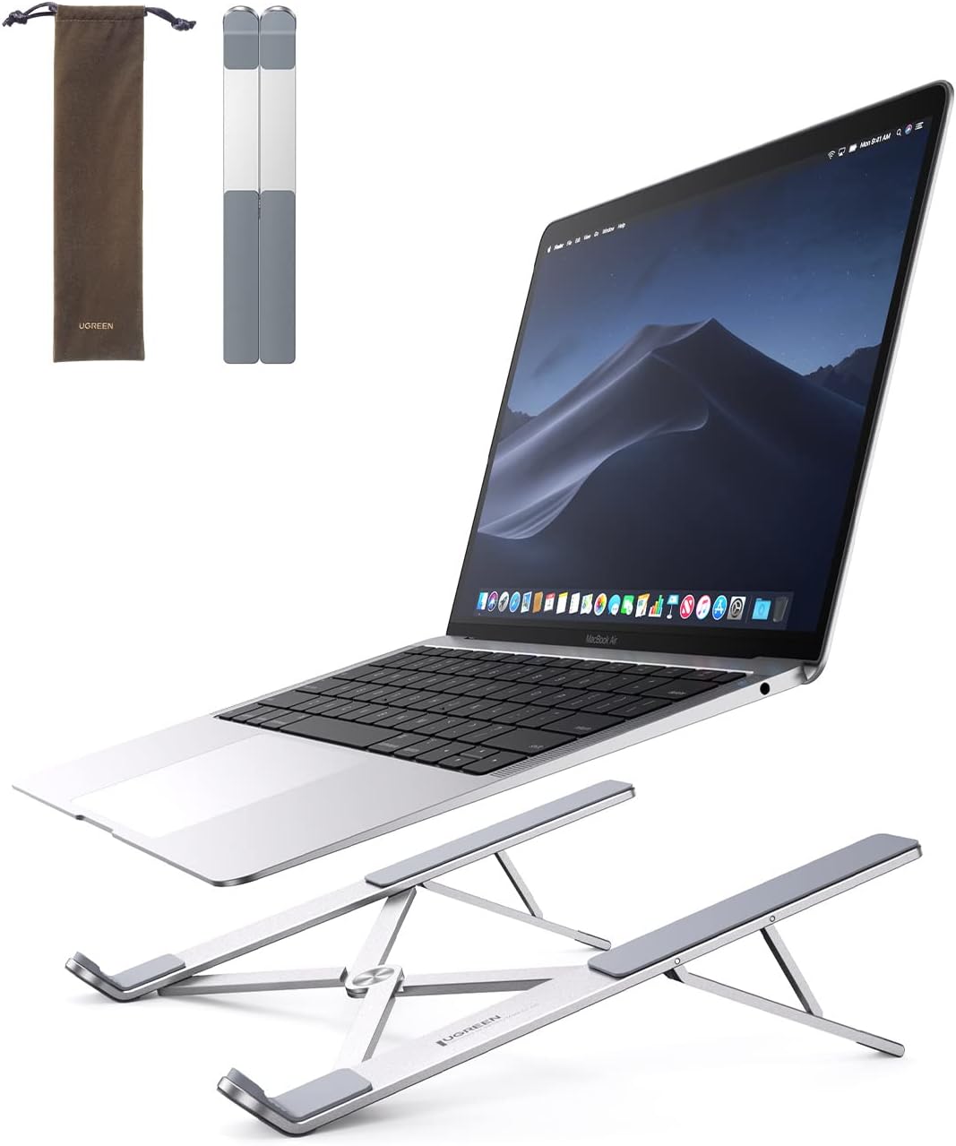 UGREEN Soporte para Laptop, Aluminum Soporte Portátil, Plegable y 5 Altura Ajustable Laptop Soporte de Ventilado con Altura Ergonómica para Portátiles y Tabletas de 8-17.3pulgadas