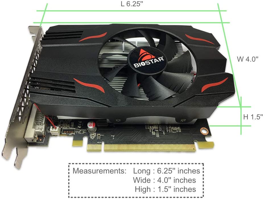 Biostar Radeon RX 550 4GB GDDR5 128-Bit DirectX 12 PCI Express 3.0 DVI-D Dual Link, HDMI, DisplayPort. Gaming Edition VA5515RF41-TBMRA-BS2