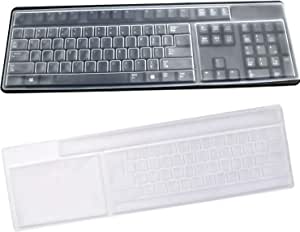 BronaGrand Paquete de 2 fundas protectoras transparentes para teclado de computadora de escritorio para PC de 104/107 teclas, teclado estándar