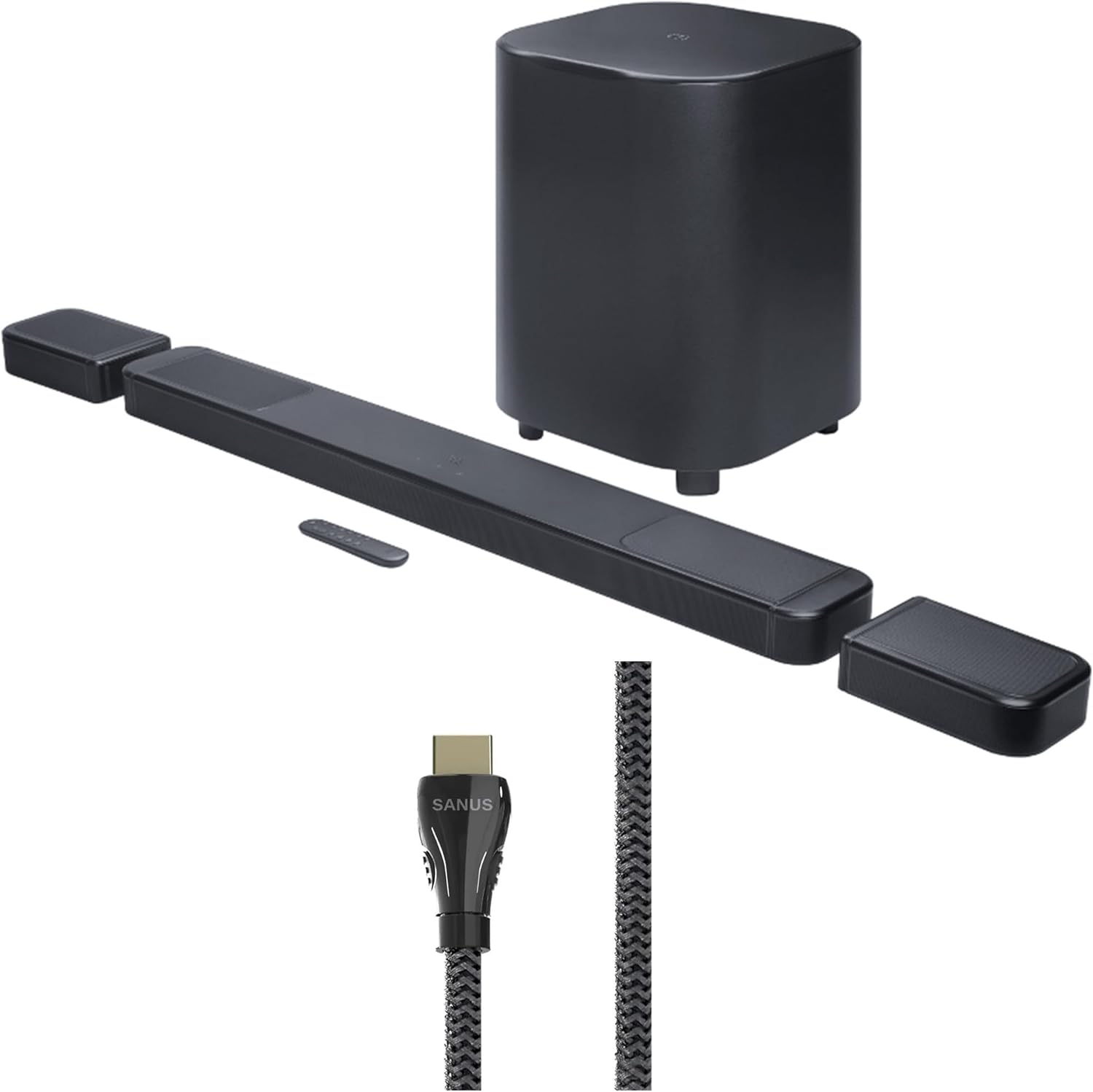 JBL BAR-1300X-MK2 AI Sound Boost Dolby Atmos Soundbar System with a Sanus SAC-21HDMI2