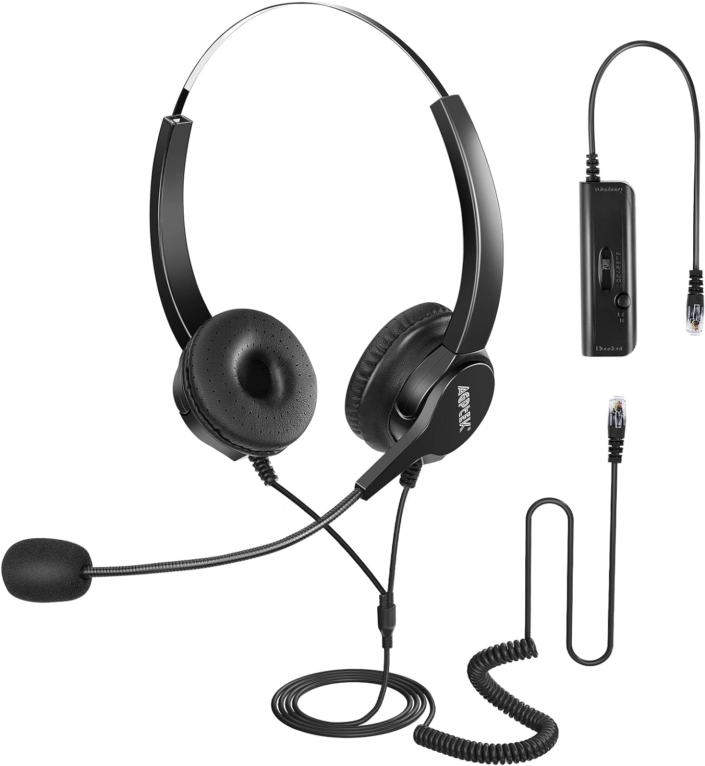 AGPtek® auriculares binaurales con cable, manos libres, micrófono y cancelación de ruidos externos