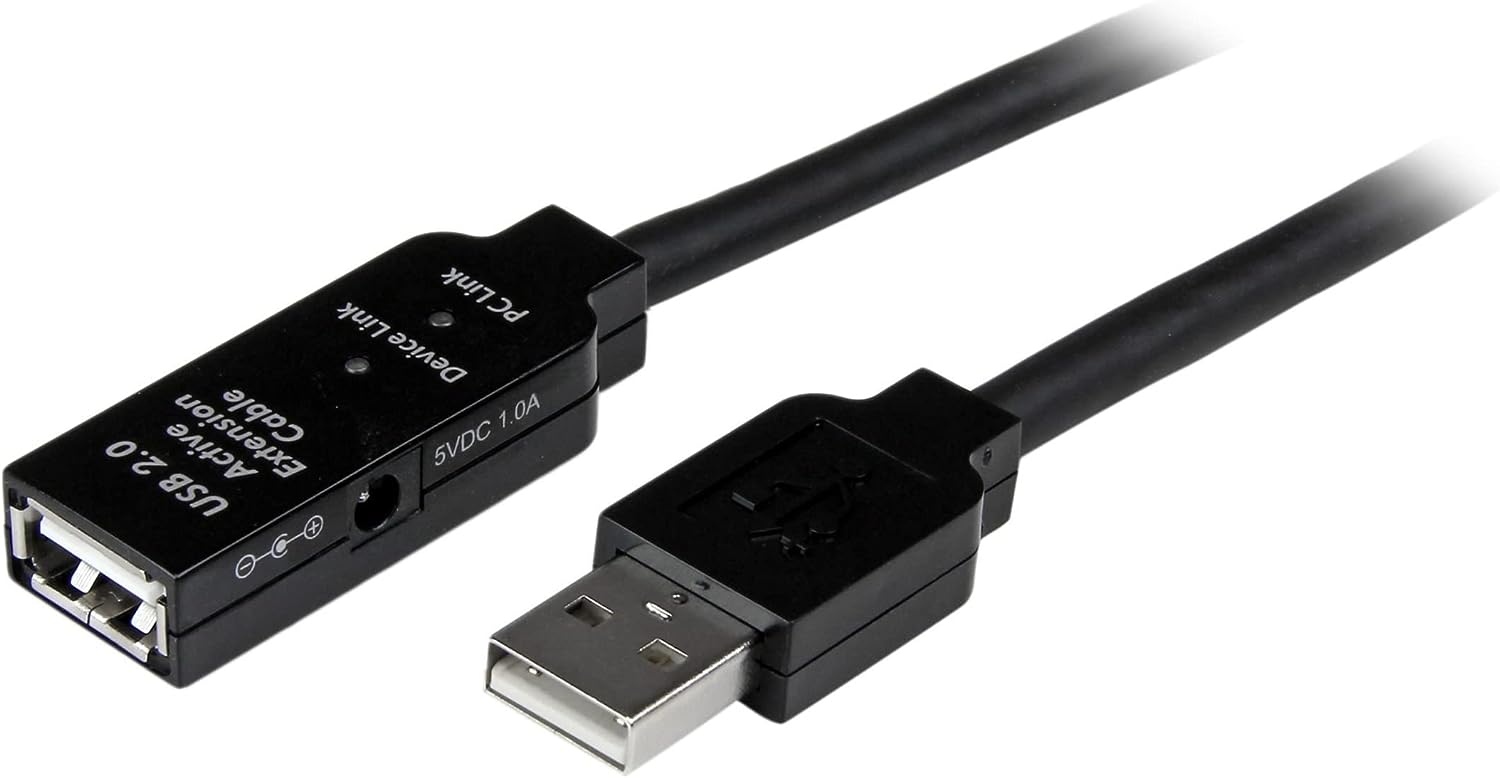 StarTech USB2AAEXT5M Cable USB 2.0 de Extensión Alargador Activo, Macho a Hembra, 5m