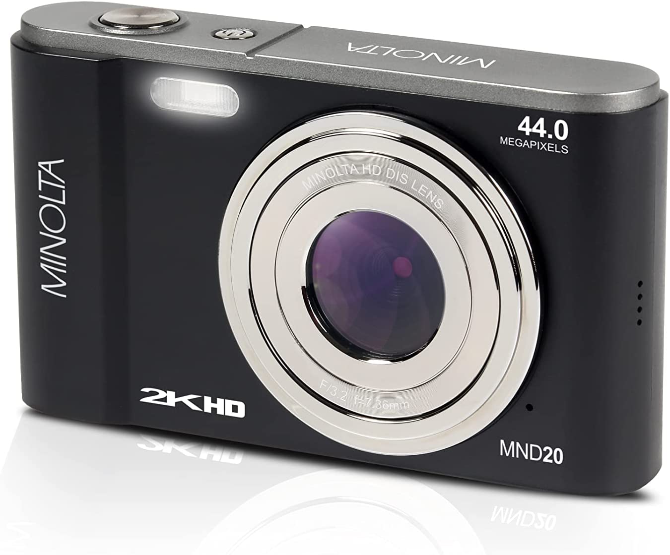 Minolta MND20 Cámara Digital Ultra HD de 44 MP / 2.7K (Negro)