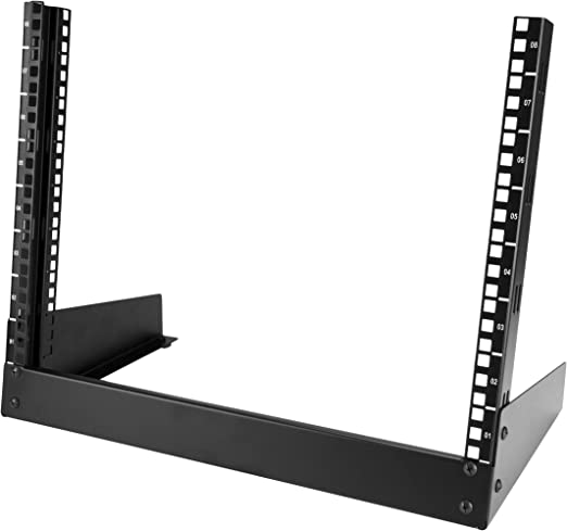 StarTech.com 8U Desktop Rack 19" Open Frame Rail Components, Black (RK8OD)