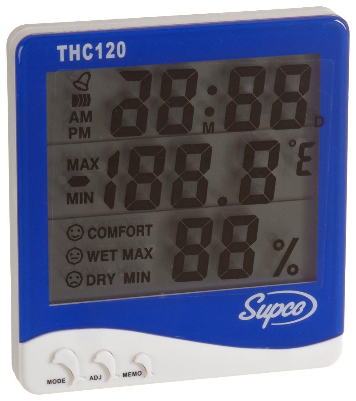 Termo-Higrómetro THC120 Supco con reloj Pantalla grande