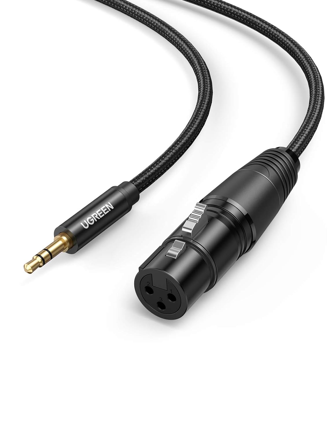 UGREEN Cable 3.5mm a XLR hembra, Cable XLR de Audio, Adaptador XLR a 3.5mm para Micrófono, Altavoz, Amplificador, Cámara, PC, Teléfono Móvil, Trenza de Nailon, 1m