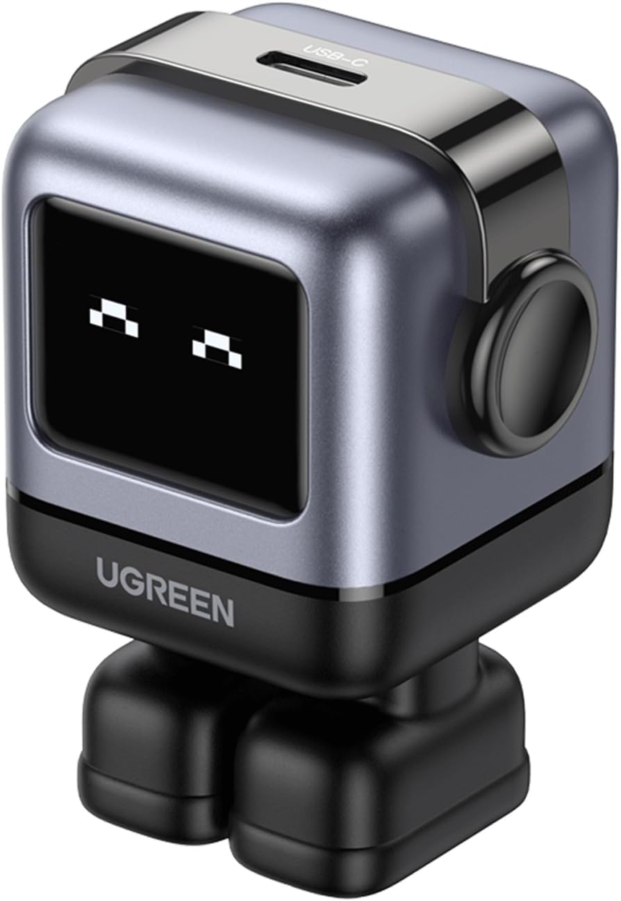 UGREEN Nexode 30W Cargador Tipo C Carga Rápida, GaNRobot Cargador USB C Pantalla de Carga Inteligente para iPhone 15/14 Pro, Cargador iPhone Carga Rápida Compatible con Galaxy S23/S22, iPad Pro, Negro