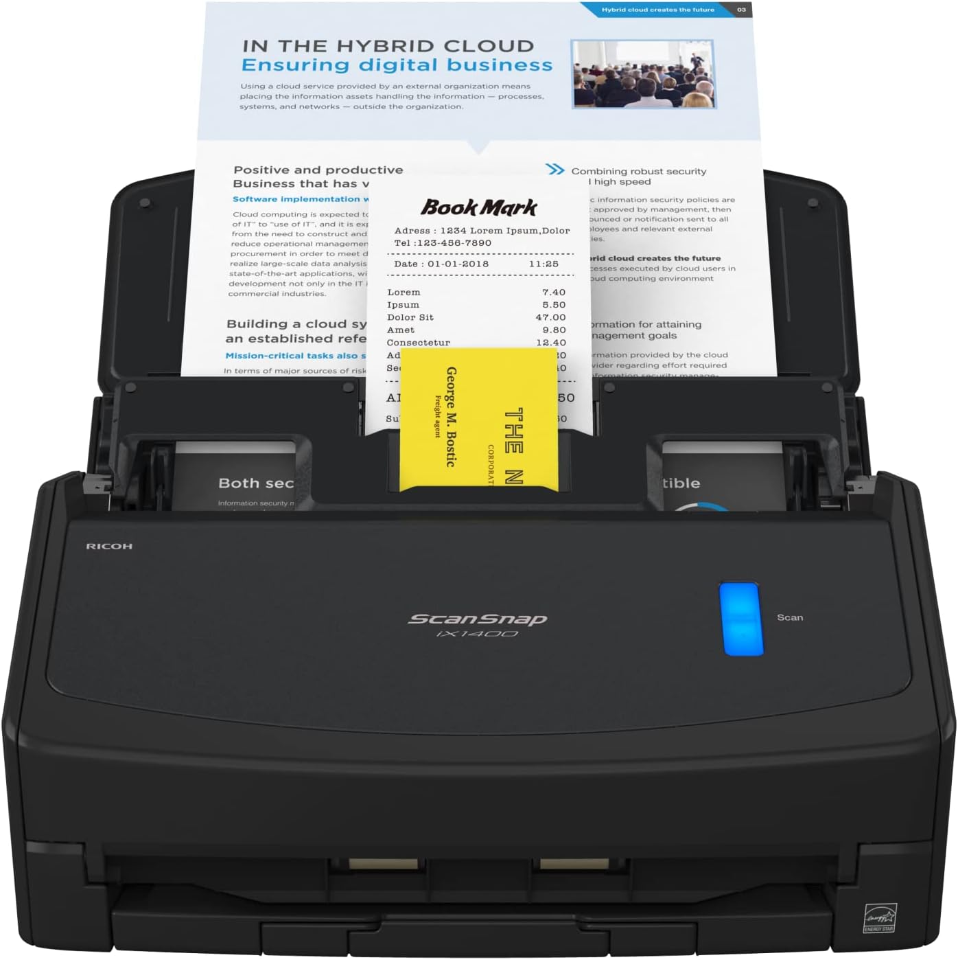 ScanSnap iX1400 - Escáner de Documentos a Color de un Solo Toque, de Alta Velocidad, con alimentador automático de Documentos para Mac o PC, Color Negro, PA03820-B235