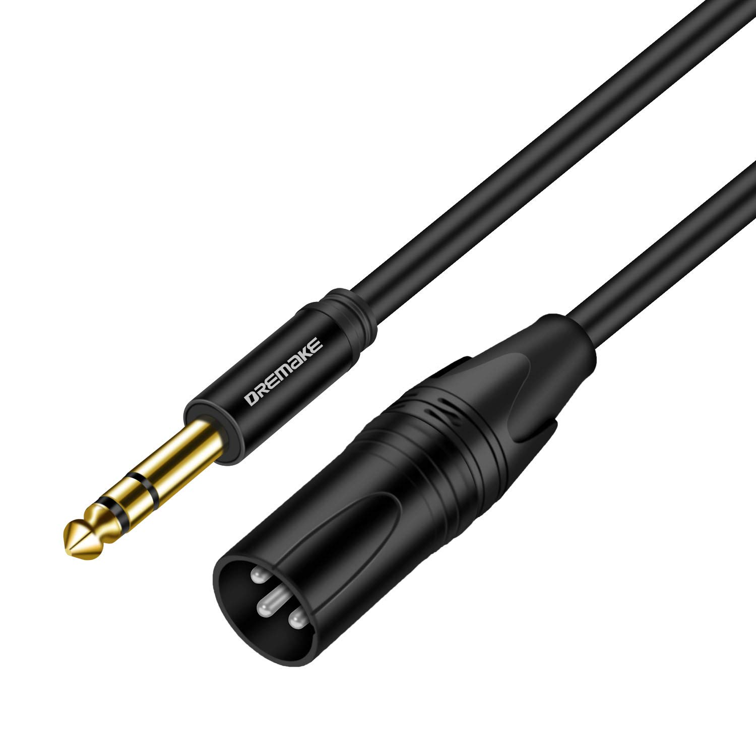 DREMAKE TRS - CABLE DE AUDIO ESTÉREO DE 6,35 MM A XLR EQUILIBRADO MACHO A MACHO PARA ALTAVOCES, AMPLIFICADOR, 33FT/10M