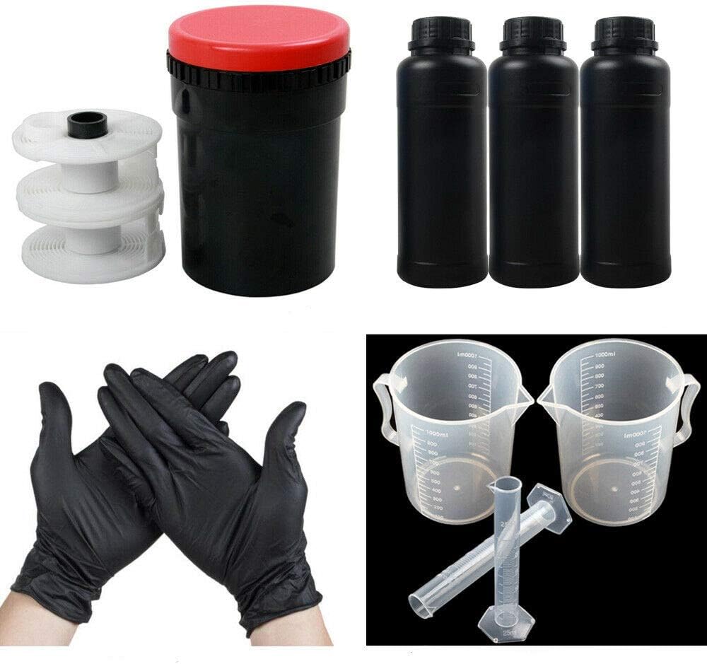 120 135 B&W FILM DARKROOM KIT DE DESARROLLO DE EQUIPO DE PROCESAMIENTO DE HERRAMIENTAS DE TANQUE DE DESARROLLO CON CARRETE EN ESPIRAL BOTELLA QUÍMICA
