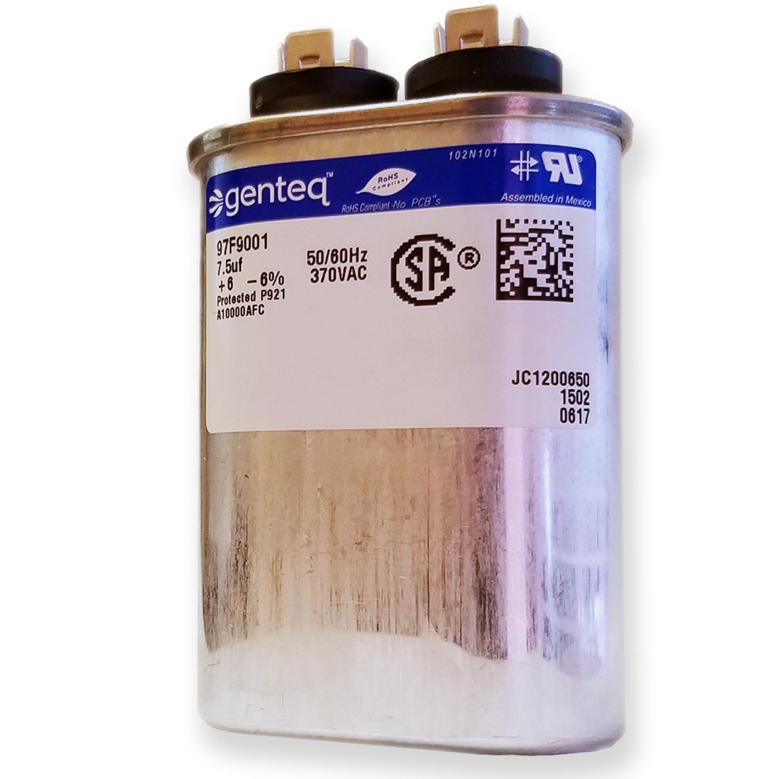 97F9001 CAPACITOR 7.5 UF 370 VAC 50/60 HZ