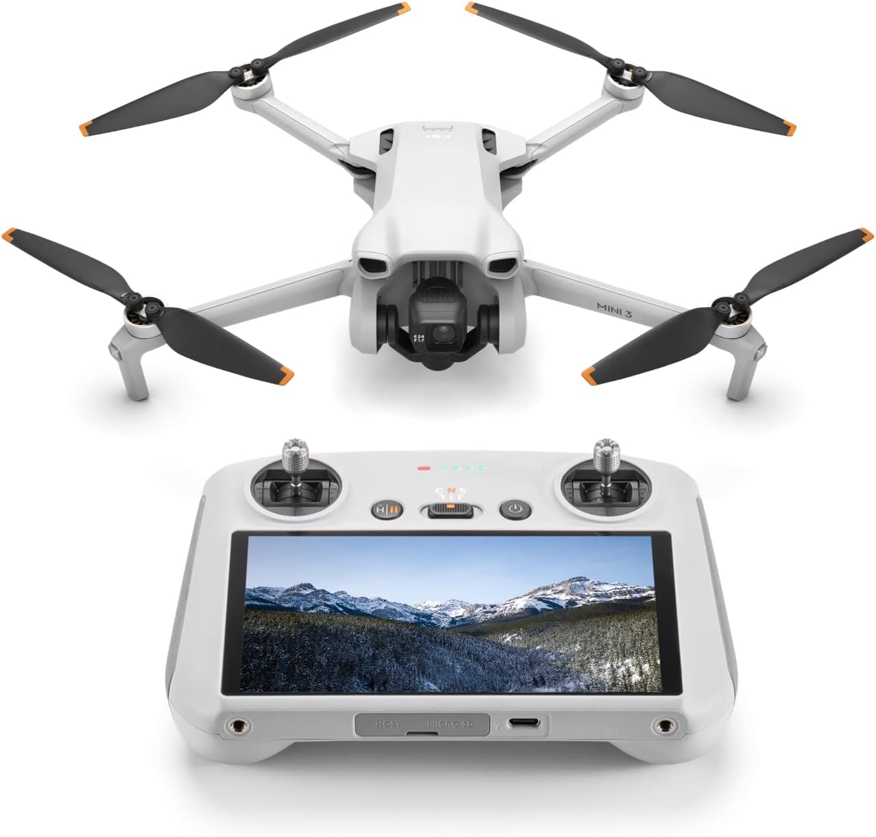 DJI Mini 3 RC, Dron Mini con cámara Ligero y Plegable con vídeo 4K HDR, 38 min de Tiempo de Vuelo, Grabación Vertical y Funciones Inteligentes, CP.MA.00000587.01