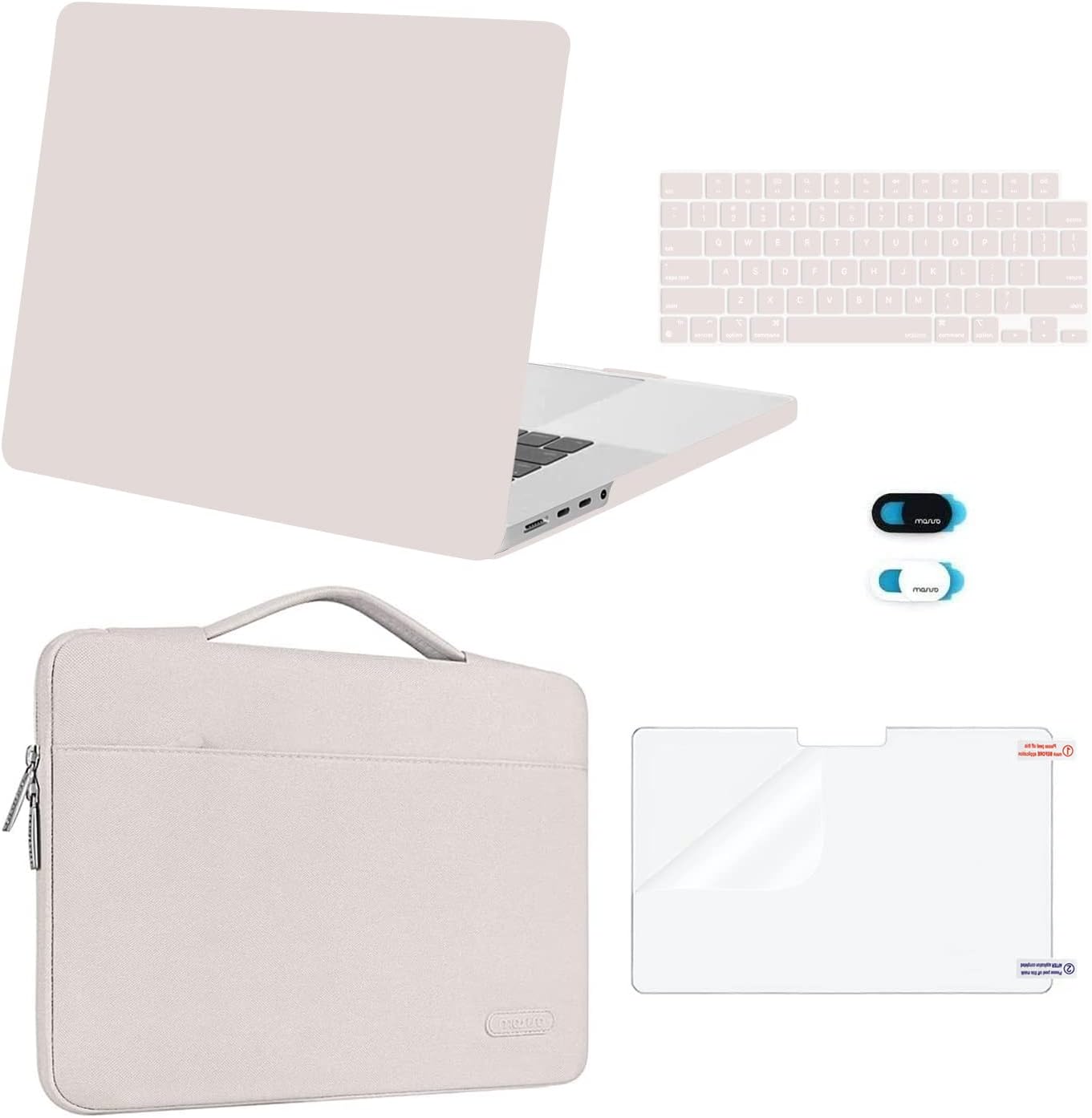 MOSISO Compatible con MacBook Pro 16 2023 2022 2021 M2 A2780 A2485 M1 Pro/MAX Chip Touch ID,Plástico Carcasa Rígida&Bolso&Piel de Teclado&Cubierta de Cámara Web&Protector Pantalla, Gris Roca