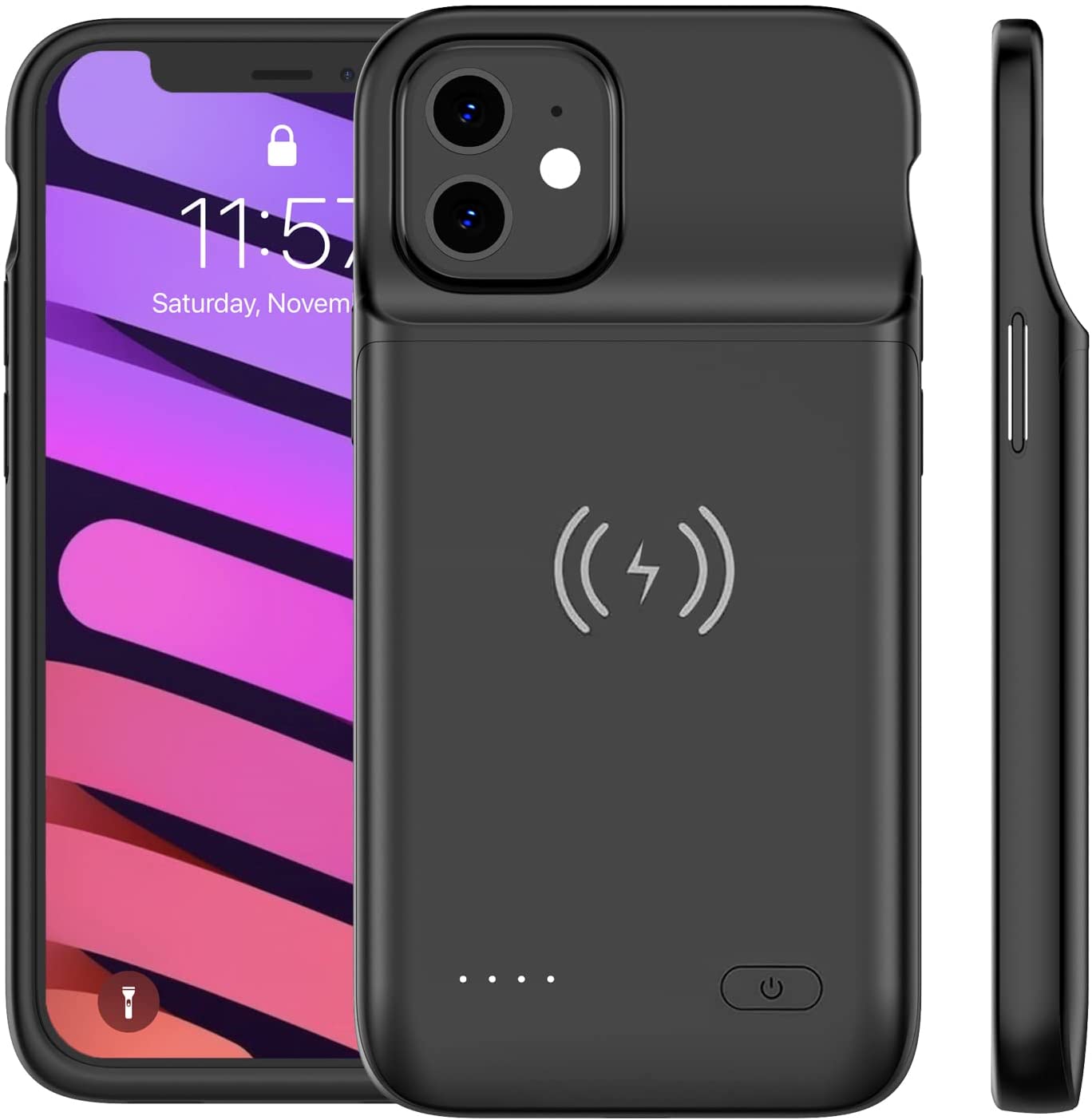 Funda de bateria para iPhone 12/12 Pro (6.1 pulgadas) 8000 mAh, funda de cargador portatil ultrafina compatible con iPhone 12/iPhone 12 Pro (ZHX-640) color negro