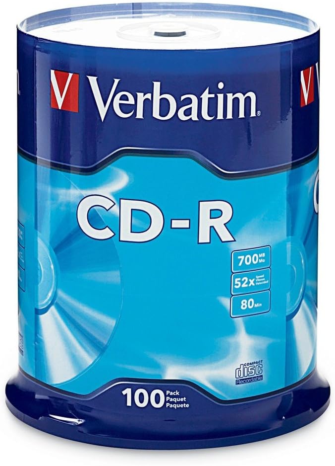 Verbatim 97458 Discos Compactos Grabables (CD-R), 700 MB, 52x, 80 min., Torre de 100 Unidades