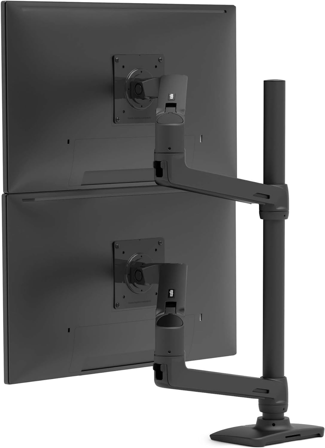 45-509-224-Ergotron Brazo de monitor dual apilable vertical LX, soporte de escritorio VESA para 2 monitores de hasta 40 pulgadas, 7 a 22 libras cada uno, poste alto, negro mate