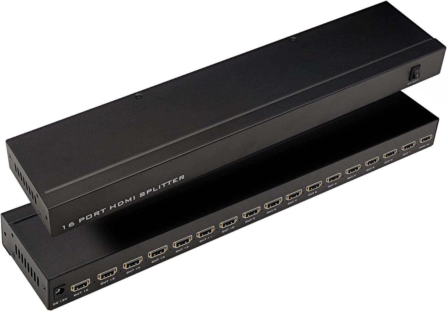 Divisor HDMI de montaje en rack 4K 1 en 16 salidas, 1x16 16 puertos HDMI TV Splitter/Duplicador/Distribuidor, soporta 4K/5MP/1080P 3D para Xbox PS4 PS3 Fire Stick Blue Ray Apple TV HDTV