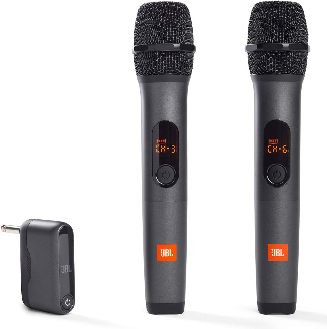 JBL Sistema inalámbrico de dos micrófonos con receptor de doble canal, negro