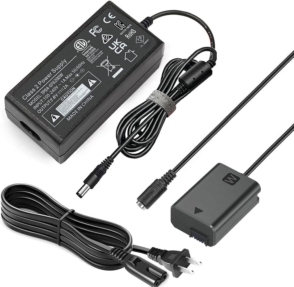 UORLEN NP-FW50 Dummy Battery AC-PW20 Adaptador de CA Alimentacion Kit para Sony ZV-E10 A6000 A6100 A6300 A6400 A6500 A5100 A5000 A7 A7II A7R A7RII A7S A7SII RX10II III IV NEX-5 Camara