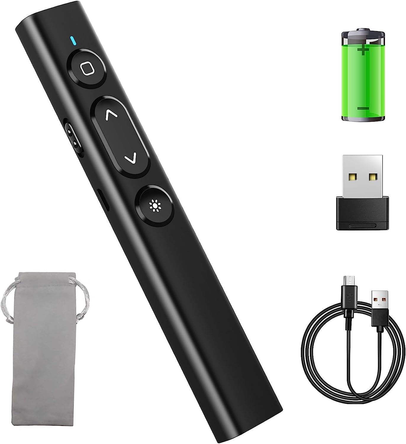 LOKOOY Presentador Inalámbrico, PowerPoint Presentación Clicker Remote con Soporte Para Hipervínculos y Carga USB, Ideal Para Control Remoto de Presentaciones en Windows/Mac OS y Otros Sistemas