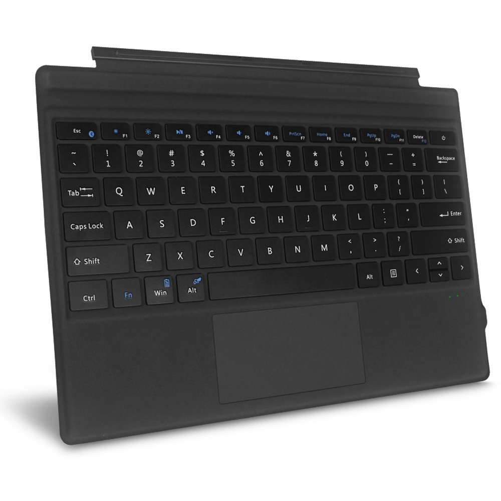 CUBIERTA DE TIPO MICROSOFT SURFACE PRO 2017/PRO 4/PRO 3, TECLADO BLUETOOTH INALAMBRICO ULTRADELGADO PORTATICL CON TRACKPAD DE DOS BOTONES Y BATERIA RECARGABLE INCORPORADA -NEGRO-