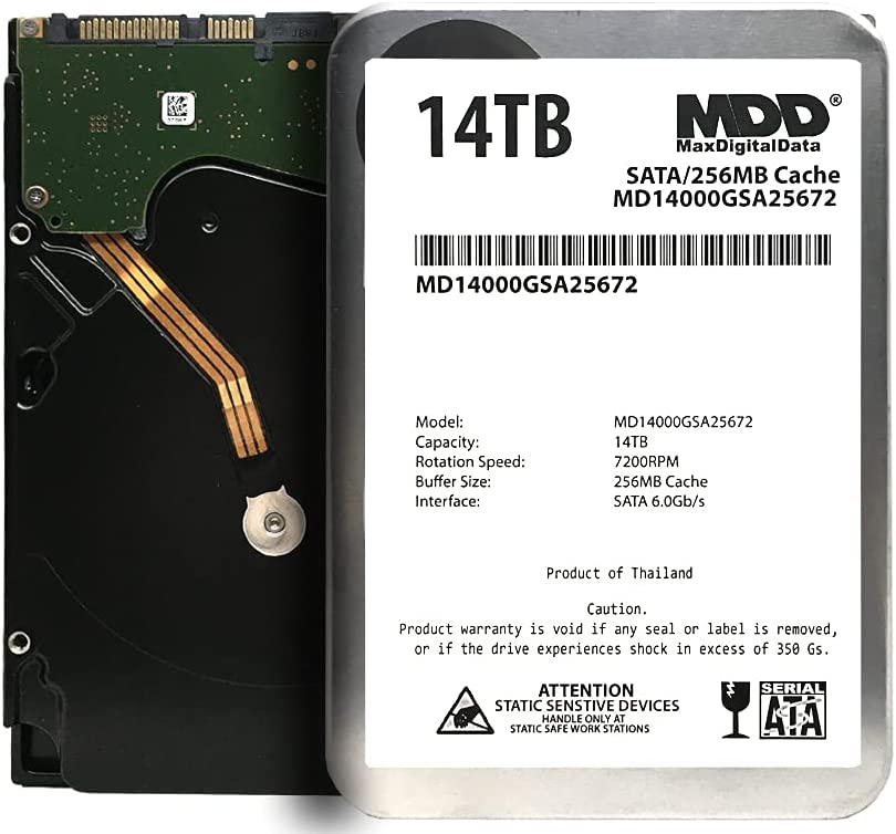 MaxDigitalData (MD14000GSA12872) 14TB 7200RPM SATA 6Gb/s 256MB Cache 3.5" Disco duro interno de computadora