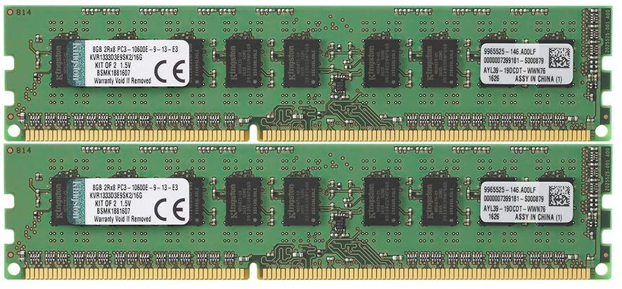 Kingston KVR1333D3E9SK2/16G DDR3-1333 16GB(2X 8GB) 1Gx72 ECC CL9 Server Memory Kit
